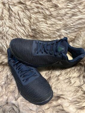 Reebok Men’s Navy Blue Knit Athletic Sneakers Sz 9